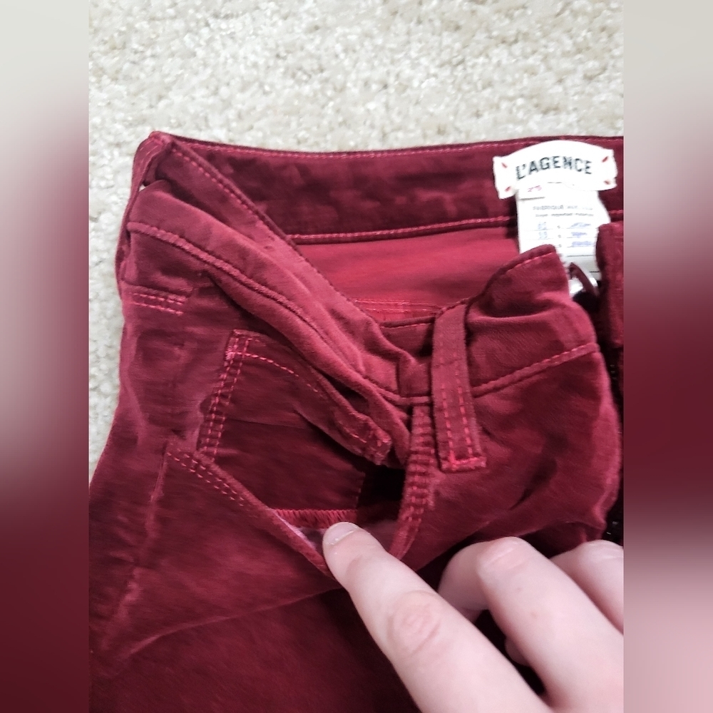 L'AGENCE Women's High Rise Jeans in Burgundy - Picture 7 of 8